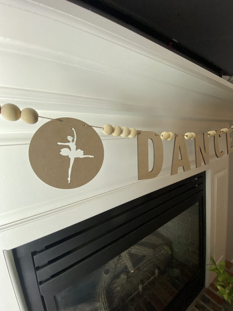 DIY Wood Dance Bead Garland for Fireplace Mantel, Laser Cut DIY Craft Kit, Dance Garland