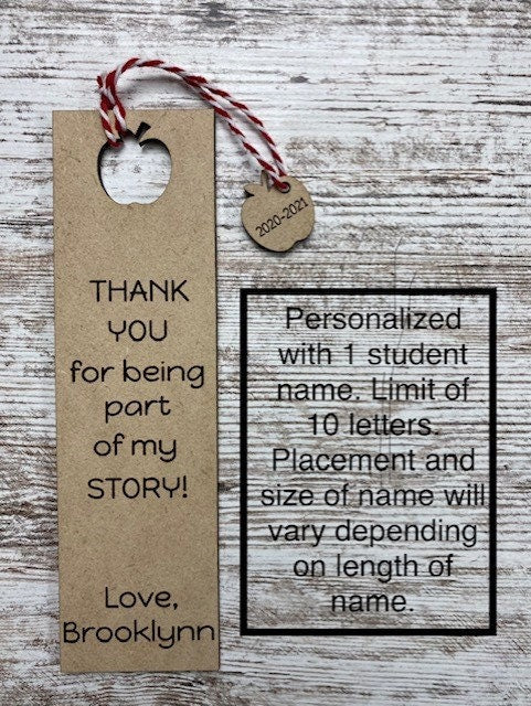 Teacher Appreciation Custom Bookmark | Thank You For Being Part of My Story - Custom MDF Bookmark